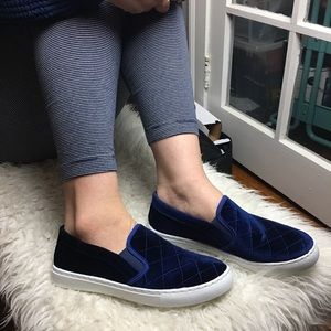Brand New! blue suede loafer slip ons